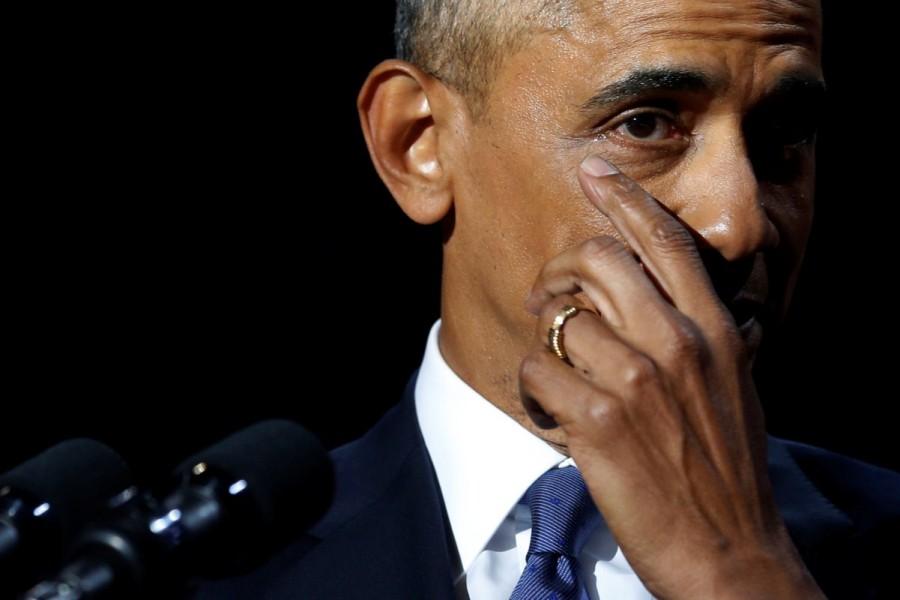 U.S. President Barack Obama wipes away a tear as he delivers his farewell address in Chicago, Illinois, U.S., January 10, 2017. Picture taken January 10, 2017. Barack Obama,U.S. President Barack Obama,Barack Obama Farewell address,Barack Obama Farewell,Barack Obama Farewell pics,Barack Obama Farewell images,Barack Obama Farewell photos,Barack Obama Farewell stills,Barack Obama Farewell pictures
