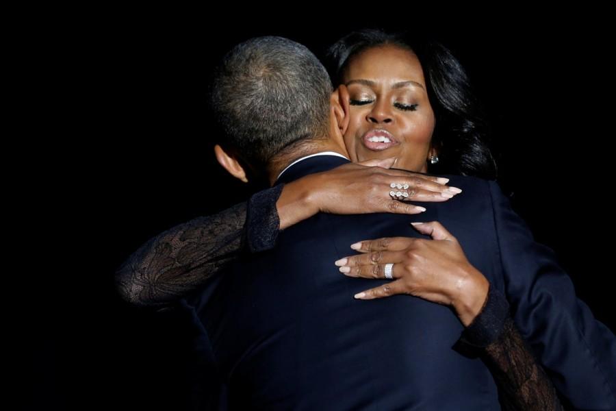 U.S. President Barack Obama embraces his wife Michelle Obama after his farewell address in Chicago, Illinois, U.S. January 10, 2017. Barack Obama,U.S. President Barack Obama,Barack Obama Farewell address,Barack Obama Farewell,Barack Obama Farewell pics,Barack Obama Farewell images,Barack Obama Farewell photos,Barack Obama Farewell stills,Barack Obama Farewell pictures