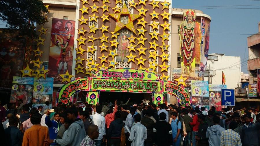 Nandamuri Balakrishna fans celebrate Gautamiputra Satakarni release. Balakrishna,Nandamuri Balakrishna,Gautamiputra Satakarni,Gautamiputra Satakarni celebrations,Gautamiputra Satakarni celebrations pics,Gautamiputra Satakarni celebrations images,Gautamiputra Satakarni celebrations photos,Gautamiputra Satakarni celebrations