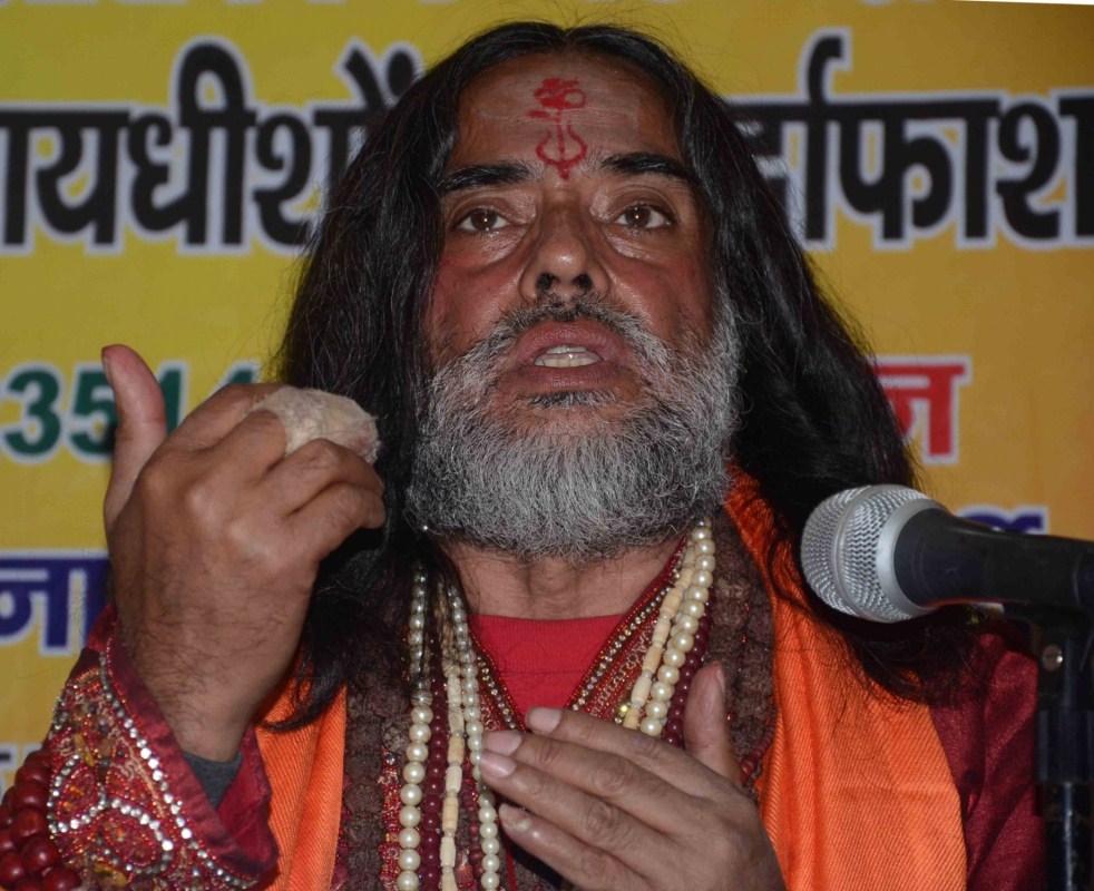 Swami Omji Maharaj, who was ousted from the reality TV show "Bigg Boss 10" due to his outrageous antics addresses a press conference in New Delhi, on Jan 10, 2017. Swami Omji,Swami Omji Maharaj,Bigg Boss 10,Bigg Boss,Swami Omji Maharaj press conference,Swami Omji Maharaj press conference pics,Swami Omji Maharaj press conference images,Swami Omji Maharaj press conference photos,Swami Omji Maharaj press conference sti