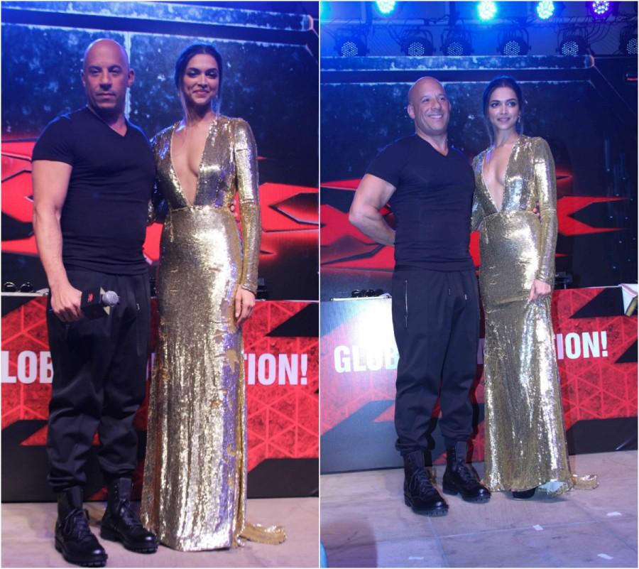 Hollywood actor Vin Diesel and Bollywood actor Deepika Padukone during a meet and greet with fans to promote the film XXX: Return of Xander Cage in Mumbai. Vin Diesel,Deepika Padukone,Vin Diesel and Deepika Padukone,XXX: Return of Xander Cage,XXX: Return of Xander Cage promotion,Vin Diesel in India,Vin Diesel pics,Vin Diesel images,Vin Diesel photos,Vin Diesel stills,Vin Diesel pictures