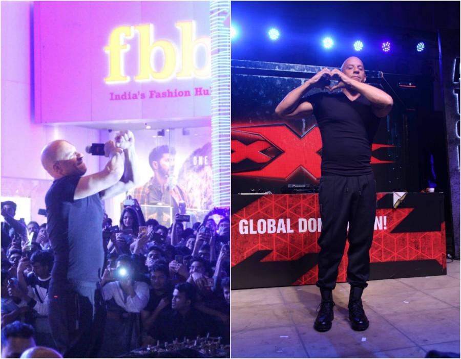 Hollywood actor Vin Diesel during a meet and greet with fans to promote the film XXX: Return of Xander Cage in Mumbai. Vin Diesel,Deepika Padukone,Vin Diesel and Deepika Padukone,XXX: Return of Xander Cage,XXX: Return of Xander Cage promotion,Vin Diesel in India,Vin Diesel pics,Vin Diesel images,Vin Diesel photos,Vin Diesel stills,Vin Diesel pictures