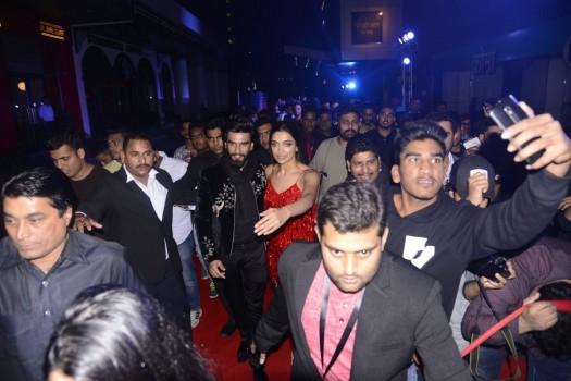 Bollywood actor Ranveer Singh and actress Deepika Padukone at xXx: Return of Xander Cage special screening.