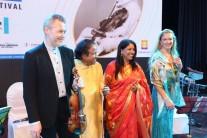 Singer Kavita Krishnamurty and Violinist Dr. L. Subramaniam performs during the 25th Laxminarayana Global Music in Mumbai on Jan 13, 2017.