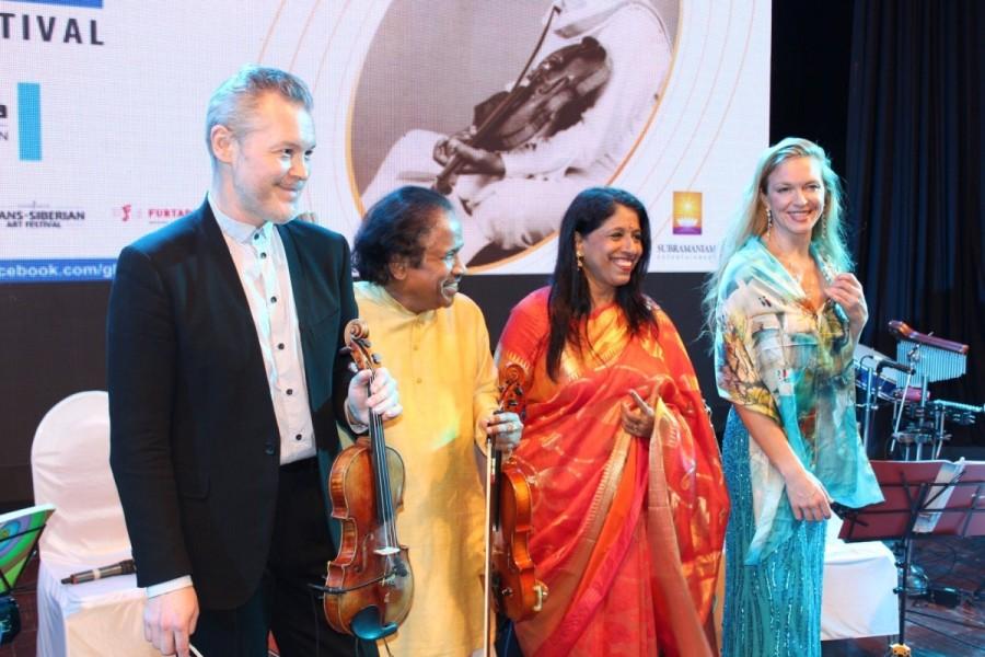Singer Kavita Krishnamurty and Violinist Dr. L. Subramaniam performs during the 25th Laxminarayana Global Music in Mumbai on Jan 13, 2017. Singer Kavita Krishnamurty,Violinist Dr. L. Subramaniam,Lakshminarayana Global Music Festival 2017,Lakshminarayana Global Music Festival,Lakshminarayana Global Music Festival 2017 pics,Lakshminarayana Global Music Festival 2017 images,Lakshminarayana Glob