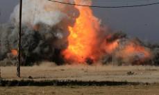 Cloud of smoke rises from a car bomb belonging to Islamic State militants after a controlled explosion by the Iraqi Federal police, during clashes with Islamic State militants, eastern Mosul, Iraq, January 13, 2017.