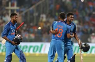 India vs England,India vs England 2017,India vs England score,India vs England first one-day international,Virat Kohli,Kedar Jadhav,Maharashtra Cricket Association Stadium,three-wicket victory,Ind vs Eng