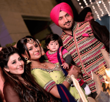Photos of Harbhajan Singh and Geeta Basra celebrate Lohri festival with daughter Hinaya.