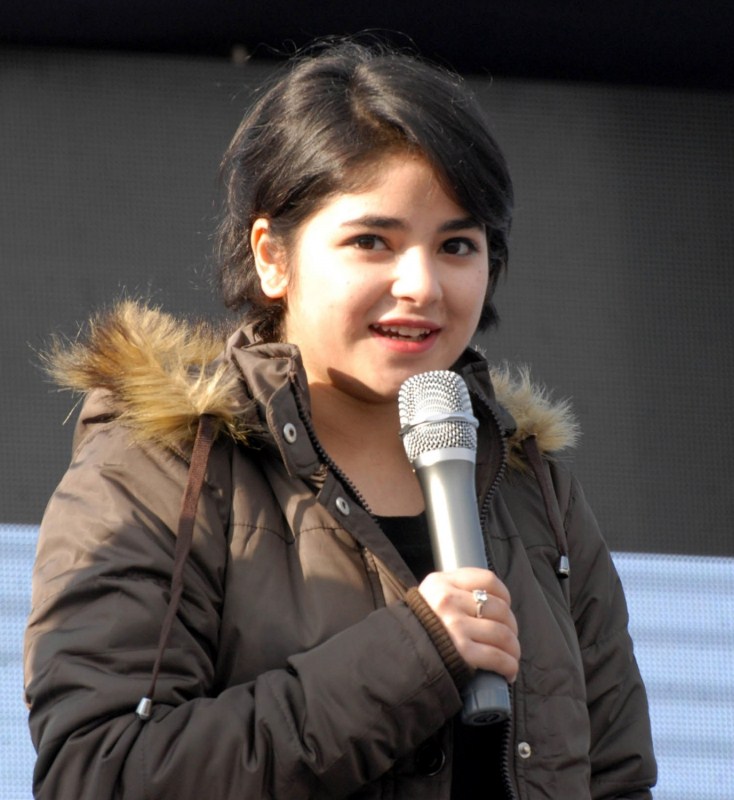 Actress Zaira Wasim Khan, who has played the role of wrestler Geeta Phogat in the film "Dangal" during a save water campaign in Jammu on Jan 15, 2017. Zaira Wasim Khan,Dangal actress,Dangal,Dangal actress Zaira,Zaira Wasim Khan at Save water campaign,Save water campaign