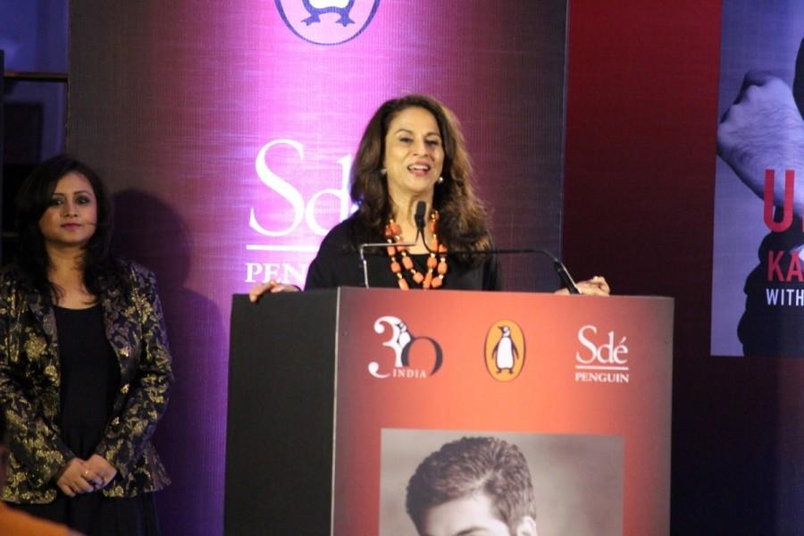 Columnist Shobhaa De during the launch of filmmaker Karan Johar's biography An Unsuitable Boy co-authored by Poonam Saxena in Mumbai on Jan 16, 2017. Sharukh Khan,actor Sharukh Khan,Karan Johar,Karan Johar's biography,An Unsuitable Boy,Poonam Saxena,Shah Rukh Khan,actor Shah Rukh Khan,SRK