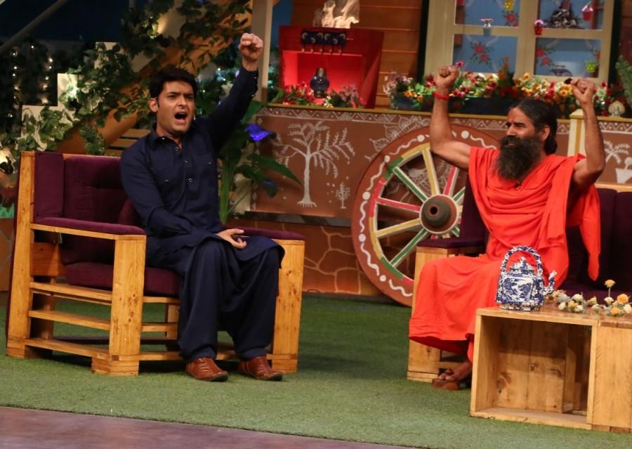 Yoga Guru Baba Ramdev promotes patriotism on Kapil Sharma's show. Baba Ramdev,Yoga Guru Baba Ramdev,Kapil Sharma's show,Kapil Sharma,Kapil Sharma show,Baba Ramdev promotes patriotism