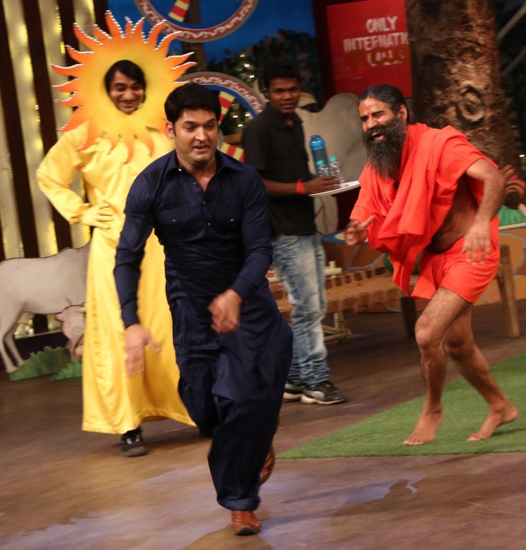 Yoga Guru Baba Ramdev promotes patriotism on Kapil Sharma's show. Baba Ramdev,Yoga Guru Baba Ramdev,Kapil Sharma's show,Kapil Sharma,Kapil Sharma show,Baba Ramdev promotes patriotism