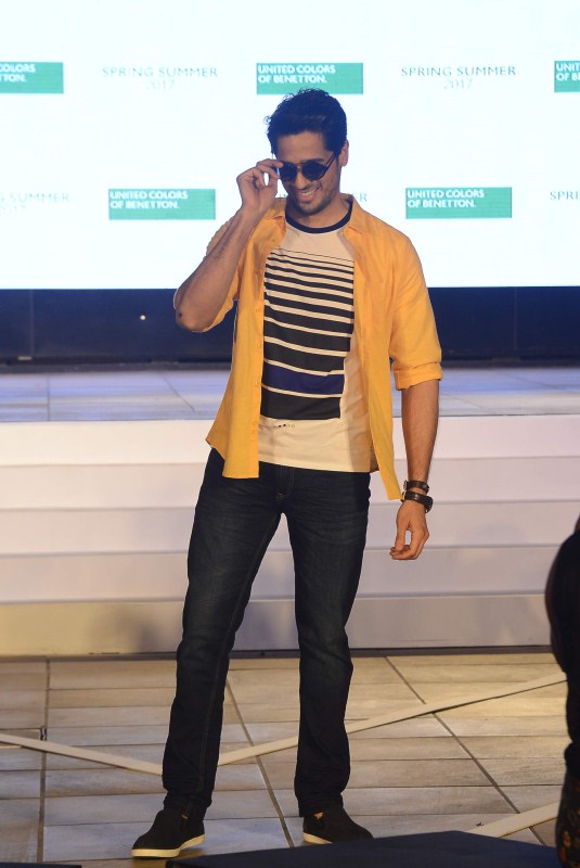 Bollywood actor Sidharth Malhotra during the launch of United Colors of Benetton's Spring Summer 2017 collection in Mumbai. Ekta Rajani,Fashion Director,Grazia India,Neeraj Sachdeva,MD,Lakeforest Wines,Sundeep Chugh,Sidharth Malhotra,Deepali Mishra,Anaita Shroff Adajania,Ami Patel,United Colors of Benetton's Spring Summer 2017,United Colors of Benetton's Spring Summe