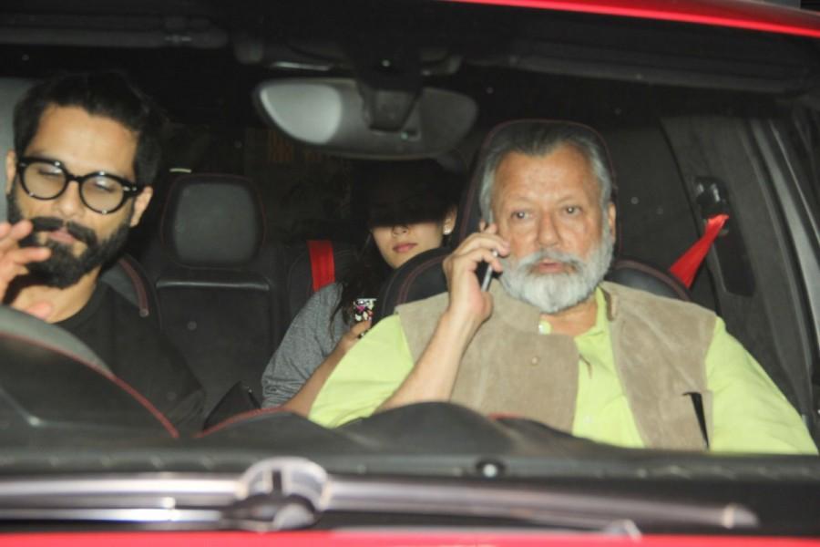 Bollywood actor Shahid Kapoor with family and others spotted at Sunny Super Sound for a special screening of Rangoon. Shahid Kapoor,Shahid Kapoor with family,actor Shahid Kapoor,Rangoon special screening,Rangoon,celebs at Rangoon special screening,Rangoon special screening pics,Rangoon special screening images,Rangoon special screening photos,Rangoon special screening st