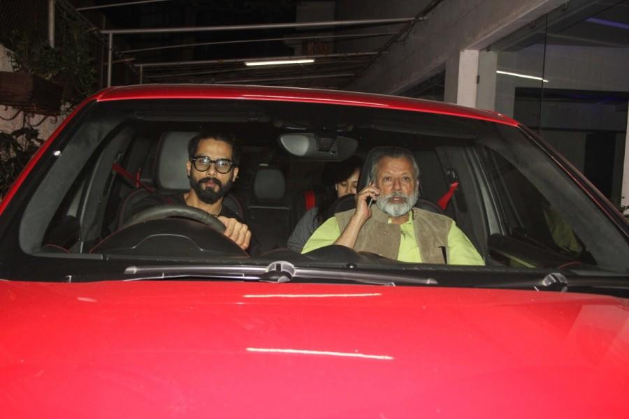 Bollywood actor Shahid Kapoor with family and others spotted at Sunny Super Sound for a special screening of Rangoon. Shahid Kapoor,Shahid Kapoor with family,actor Shahid Kapoor,Rangoon special screening,Rangoon,celebs at Rangoon special screening,Rangoon special screening pics,Rangoon special screening images,Rangoon special screening photos,Rangoon special screening st