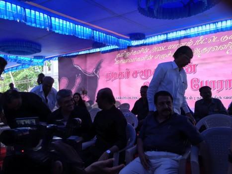 Superstar Rajinikanth at Nadigar Sangam Jallikattu protest.