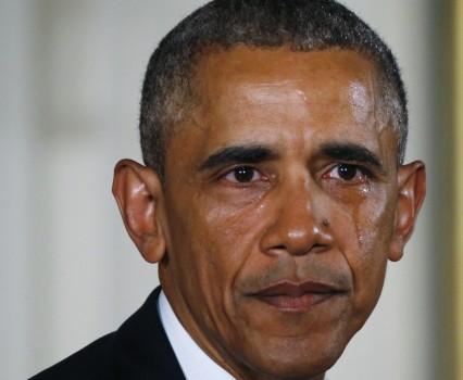 PLEA FOR GUN CONTROL: In January 2016, Obama shed tears while speaking about the young victims of Sandy Hook, the December 2012 massacre of 20 children and six adults at an elementary school in Newtown, Connecticut. 