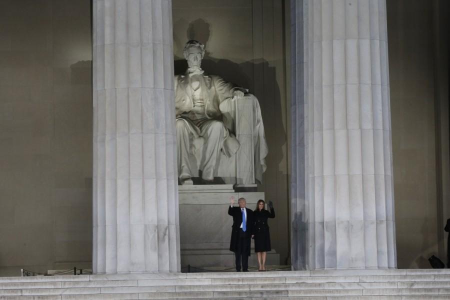U.S. President-elect Donald Trump and his wife Melania arrive atat the "Make America Great Again! Welcome Celebration" from the steps of the Lincoln Memorial. in Washington, U.S., January 19, 2017. Donald Trump,Mr. Trump,Donald Trump at Washington,President-elect Mr. Trump