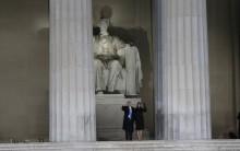 U.S. President-elect Donald Trump and his wife Melania arrive atat the "Make America Great Again! Welcome Celebration" from the steps of the Lincoln Memorial. in Washington, U.S., January 19, 2017.
