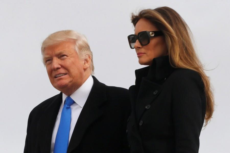 U.S. President-elect Donald Trump and his wife Melania Trump arrive aboard a U.S. Air Force jet at Joint Base Andrews, Maryland, U.S. January 19, 2017. Donald Trump,Mr. Trump,Donald Trump at Washington,President-elect Mr. Trump