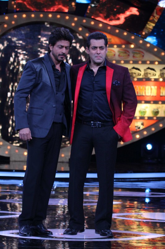 Bollywood actors Shah Rukh Khan with Salman Khan on the sets of Bigg Boss season 10 during the promotion of film Raees in Lonavala on January 20, 2017. Shah Rukh Khan,Shah Rukh Khan on Bigg Boss 10,Shah Rukh Khan on Bigg Boss,Bigg Boss 10,Salman Khan,Shah Rukh Khan and Salman Khan,Salman Khan and Shah Rukh Khan,Raees,Raees promotion,Raees movie promotion