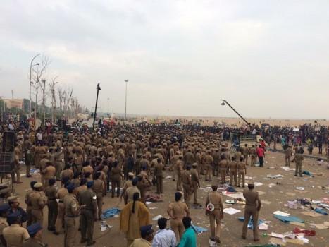 Nearly a week after watching on the sidelines the Jallikattu protest on the Marina Beach and in other places in the state, the Tamil Nadu Police on Monday morning started evicting the protesters. Jallikattu is a popular bull-taming sport of Tamil Nadu. The police action came on the day when the state assembly was set to meet here.