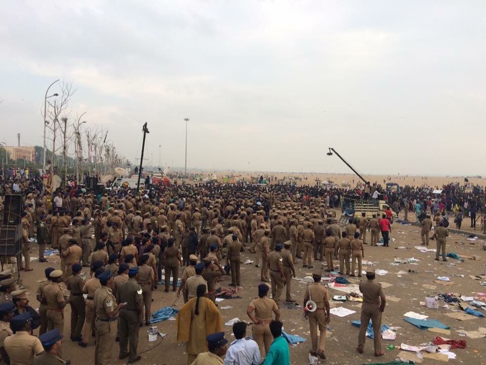 Nearly a week after watching on the sidelines the Jallikattu protest on the Marina Beach and in other places in the state, the Tamil Nadu Police on Monday morning started evicting the protesters. Jallikattu is a popular bull-taming sport of Tamil Nadu. The police action came on the day when the state assembly was set to meet here. Police evict Jallikattu protesters,Jallikattu protesters,Jallikattu protester,jallikattu protest,Marina beach,Marina,Jallikattu protesters at Marina beach,Jallikattu,Jallikattu Ban