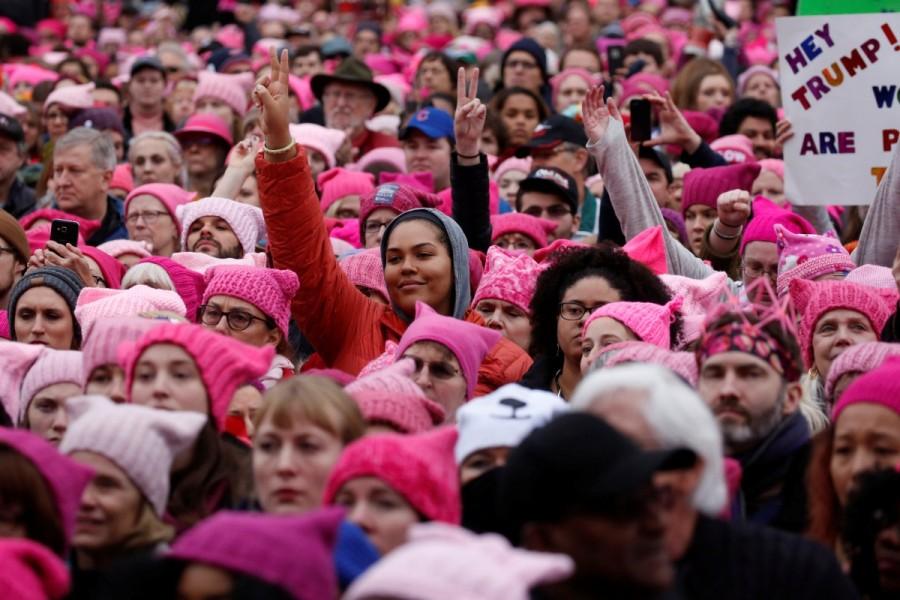 People gather for the Women's March in Washington. Donald Trump,President Donald Trump,Women march on Washington,Women march,United States,protest against Donald Trump