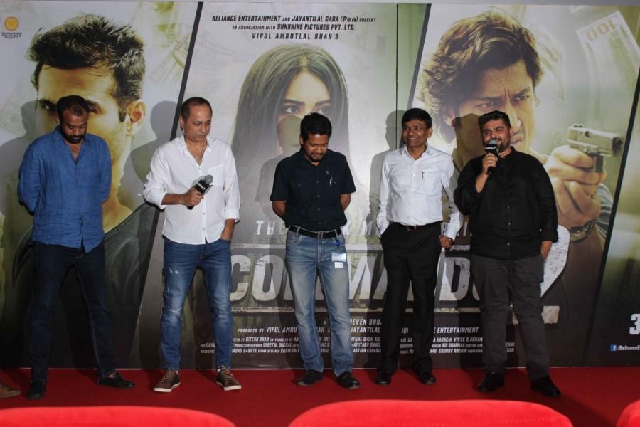 Bollywood movie Commando 2 trailer launch event held in Mumbai on January 23, 2017. Celebs like Bollywood filmmaker Deven Bhojani, actors Vidyut Jammwal, Adah Sharma, Freddy Daruwala, filmmaker Vipul Shah and actor Rocky spotted during the event. Commando 2 trailer launch,Commando 2 trailer,Commando 2,Vidyut Jammwal,Adah Sharma,Freddy Daruwala,Commando 2 trailer launch pics,Commando 2 trailer launch images,Commando 2 trailer launch photos,Commando 2 trailer launch stills,Commando 2 trailer launch