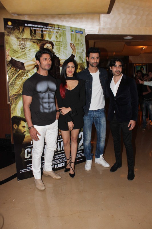Bollywood actors Vidyut Jammwal, Adah Sharma, Freddy Daruwala, and Rocky during the trailer launch of film Commando 2 in Mumbai. Commando 2 trailer launch,Commando 2 trailer,Commando 2,Vidyut Jammwal,Adah Sharma,Freddy Daruwala,Commando 2 trailer launch pics,Commando 2 trailer launch images,Commando 2 trailer launch photos,Commando 2 trailer launch stills,Commando 2 trailer launch
