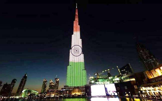 Burj Khalifa tower, the world's tallest building located in Dubai, lights up in the colours of the Indian National flag on Wednesday and Thursday to celebrate India's 68th Republic Day, a media report said. 68th Republic Day,Burj Khalifa,Burj Khalifa lights up in colours of Indian flag,Burj Khalifa Indian flag,India flag,India flag on Burj Khalifa,68th Republic Day special,UAE