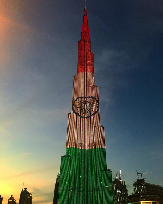 The ceremony at the school will include a march-past by the students. In the evening, a cultural programme titled "Aaj Ki Shaam Desh Ke Naam", will be hosted at the school grounds where the students will perform various folk dances and other activities. 68th Republic Day,Burj Khalifa,Burj Khalifa lights up in colours of Indian flag,Burj Khalifa Indian flag,India flag,India flag on Burj Khalifa,68th Republic Day special,UAE