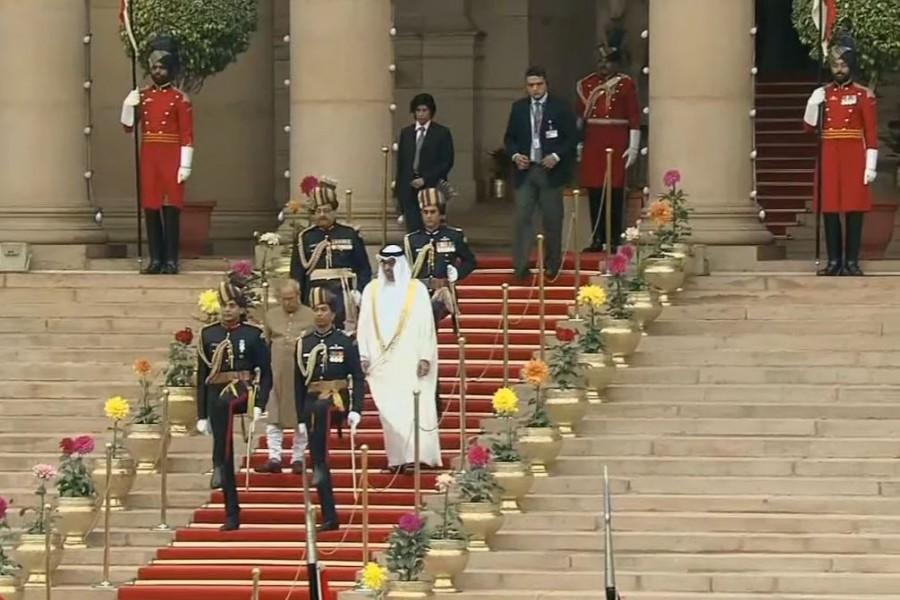 Photos of President Mukherjee & Crown Prince of Abu Dhabi arrive at Rajpath for Republic Day parade. President Mukherjee,Mukherjee,Crown Prince,Abu Dhabi,Crown Prince of Abu Dhabi,Rajpath,Republic Day parade,Republic Day,Republic Day 2017,Happy Republic Day,68th republic day,Republic Day parade pics,Republic Day parade images,Republic Day parade photos,R