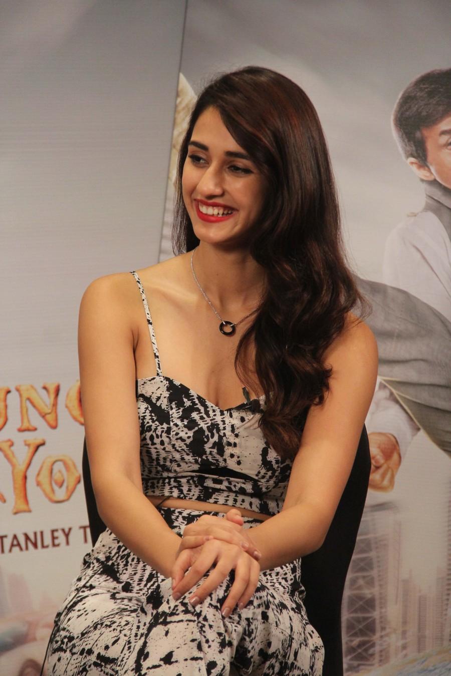 Bollywood actor Disha Patani during the media interaction of film Kung Fu Yoga in Mumbai. Sonu Sood,Disha Patani,Amyra Dastur,Stanley Tong,Kung Fu Yoga press meet,Kung Fu Yoga,Kung Fu Yoga press meet pics,Kung Fu Yoga press meet images,Kung Fu Yoga press meet photos,Kung Fu Yoga press meet stills,Kung Fu Yoga press meet pictures