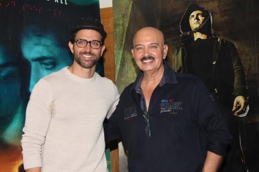 Actor Hrithik Roshan and Rakesh Roshan at Kaabil promotion.