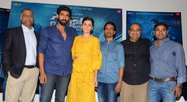 Bollywood actor Rana Daggubati and Taapsee Pannu at The Ghazi Attack movie press meet.