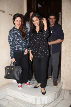 Bollywood actress Kareena Kapoor Khan and Sophie Choudry snapped post dinner at Manish Malhotra’s house.
