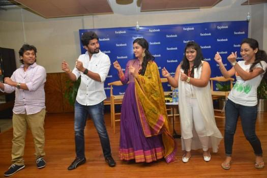 South Indian actor Nani and Keerthy Suresh visit Facebook Hyderabad Office to promote their upcoming movie Nenu Local.