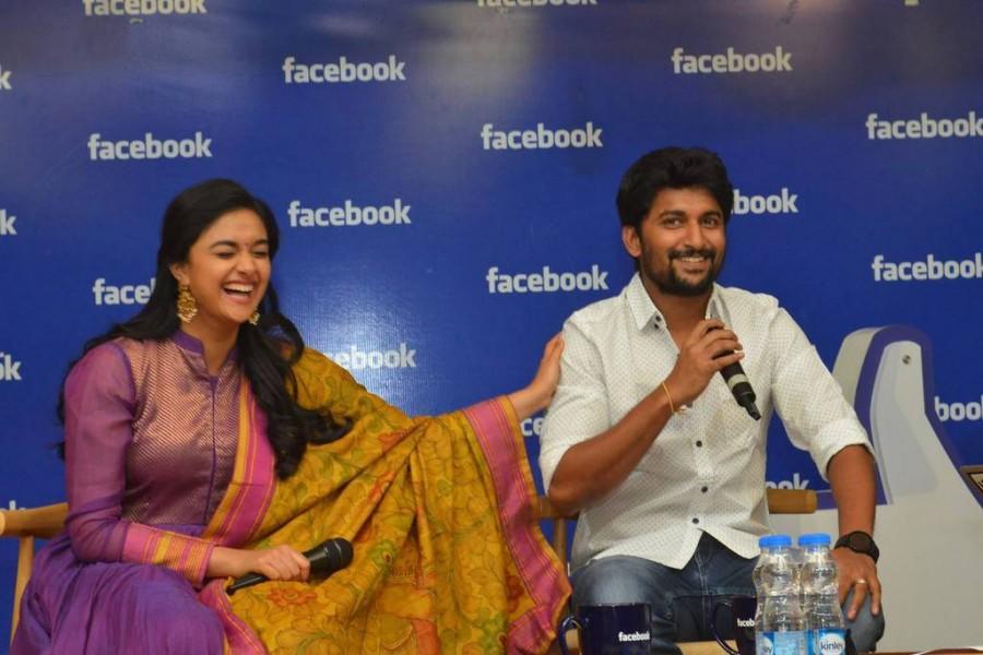 South Indian actor Nani and Keerthy Suresh visit Facebook Hyderabad Office to promote their upcoming movie Nenu Local. Nani,Keerthy Suresh,Nani and Keerthy Suresh,Nani at Facebook office,Keerthy Suresh at Facebook office,Nenu Local,Nenu Local promotion,Nenu Local movie promotion,Nenu Local promotion pics,Nenu Local promotion images,Nenu Local promotion photos,Nenu Local p