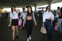 Bollywood actress Sridevi Kapoor spotted with daughters, Janhvi and Khushi at Mumbai Airport.