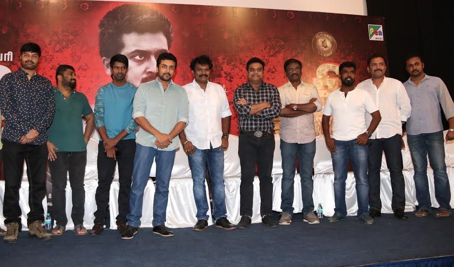 Tamil movie Singam 3 (S3, C3, Si3) press meet event held at Chennai. Celebs like Suriya, Hari, Soori, Harris Jayaraj, Priyan, KE Gnanavel Raja, Rajasekar Pandian, Viveka, Kanal Kannan and others graced the event. Suriya,Hari,Soori,S3,C3,Si3,Singam 3,Singam 3 press meet,Singam 3 press meet pics,Singam 3 press meet images,Singam 3 press meet photos,Singam 3 press meet stills,Singam 3 press meet pictures