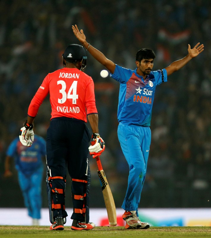 India produced an inspired bowling display to deny England their first limited-overs series in the country since 1984, winning the second Twenty-20 International (T20I) here on Sunday by five runs. India posted 144/8 after being sent into bat in the Vidarbha Cricket Association Stadium. England, seemingly in control, faltered at the end to be restricted to 139/6. Young pacer Jasprit Bumrah bowled an inspired last over, conceding only two runs, to deny England a victory. He finished the match with figures of 20/2 in his four overs, giving away only three runs in the 18th over. India v England,India v England 2nd T20I,India beats England,India beats England in 2nd T20,KL Rahul,Manish Pandey,Chris Jordan,Joe Root,Ben Stokes,Asish Nehra