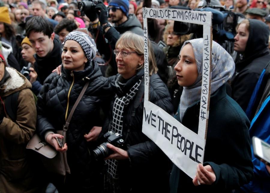 Sarah Ijaz joins the "Boston Protest Against Muslim Ban and Anti-Immigration Orders" to protest U.S. President Donald Trump's executive order travel ban in Boston, Massachusetts. #NoMuslimBan,No Muslim Ban,NoMuslimBan,Trump's travel ban,Donald Trump,Protests erupt over Donald Trump,Muslim,Muslim ban