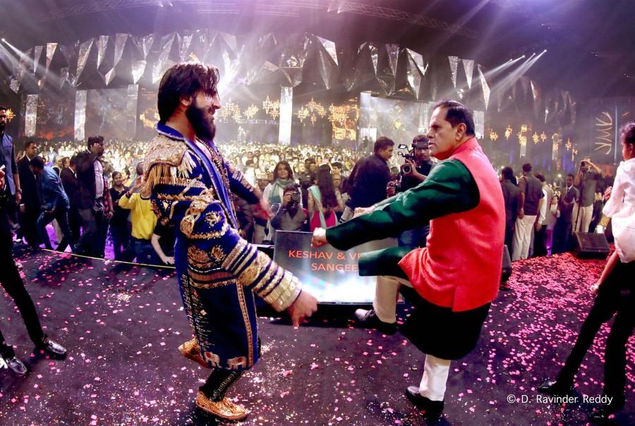TSR Grandson Keshav's wedding reception event held in Hyderabad. Celebs like Ranveer Singh, Ram Charan, Upasana Kamineni, Mukesh Ambani, G. Kishan Reddy, Nitin Gadkari, Gunupati Venkata Krishna Reddy and others graced the event. TSR Grandson Keshav,Ranveer Singh,Ram Charan,Mukesh Ambani,Keshav wedding reception,Upasana Kamineni,G. Kishan Reddy,Nitin Gadkari,Gunupati Venkata Krishna Reddy