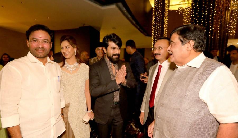 TSR Grandson Keshav's wedding reception event held in Hyderabad. Celebs like Ranveer Singh, Ram Charan, Upasana Kamineni, Mukesh Ambani, G. Kishan Reddy, Nitin Gadkari, Gunupati Venkata Krishna Reddy and others graced the event. TSR Grandson Keshav,Ranveer Singh,Ram Charan,Mukesh Ambani,Keshav wedding reception,Upasana Kamineni,G. Kishan Reddy,Nitin Gadkari,Gunupati Venkata Krishna Reddy
