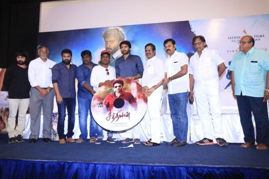 Tamil movie Sathriyan audio launch event held in Chennai. Celebs like Vikram Prabhu, director SR Prabhakaran, music composer Yuvanshankar Raja, producer Kalaipuli S.Thanu, Diamond Babu and others graced the event.