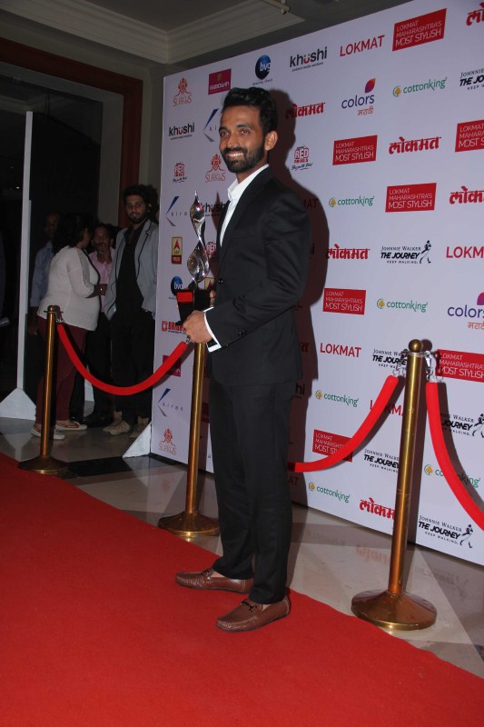 Indian cricket player Ajinkya Rahane during the Lokmat Maharashtra Most Stylish Awards in Mumbai on January 31, 2017. Hrithik Roshan,Radhika Apte,Ajinkya Rahane,Tiger Shroff,Lokmat Maharashtra's Most Stylish Awards,Lokmat Maharashtra,Most Stylish Awards,Most Stylish Awards pics,Most Stylish Awards images,Most Stylish Awards photos,Most Stylish Awards stills,Most Sty