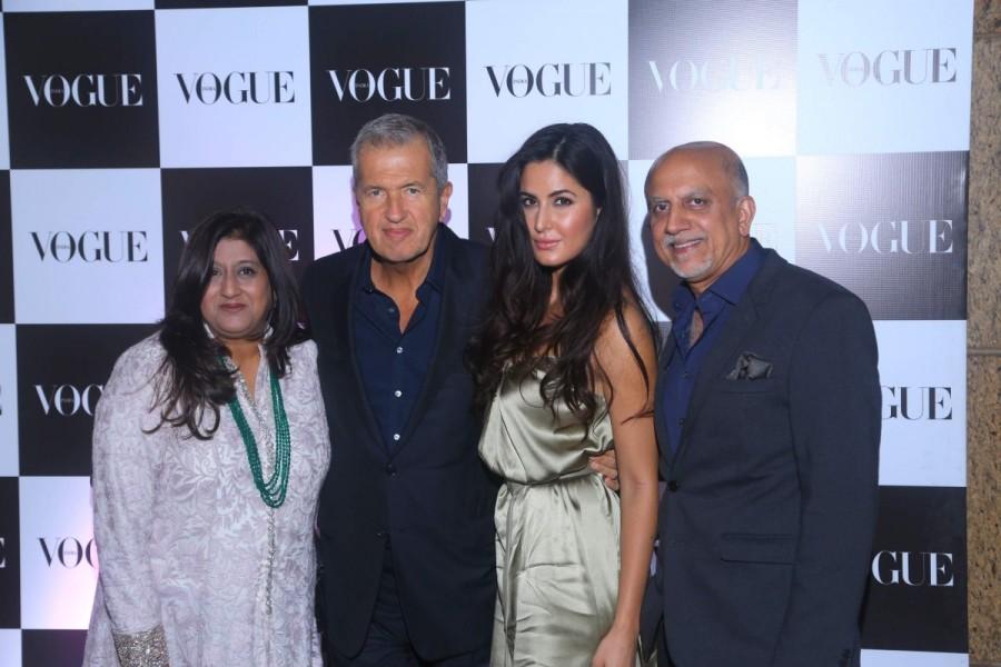 Priya Tanna of Vogue India, Mario Testino, Katrina Kaif and Alex Kuruvilla of Conde Nast India at Vogue India's party hosted in honour of Mario Testino. Katrina Kaif,Mario Testino bash,Vogue,Mario Testino