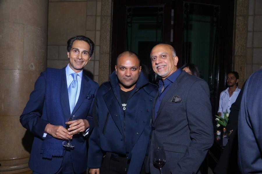 (R-L) Alex Kuruvilla of Conde Nast India, Gaurav Gupta with friend at Vogue India's party in honour of International photographer Mario Testino. Katrina Kaif,Mario Testino bash,Vogue,Mario Testino