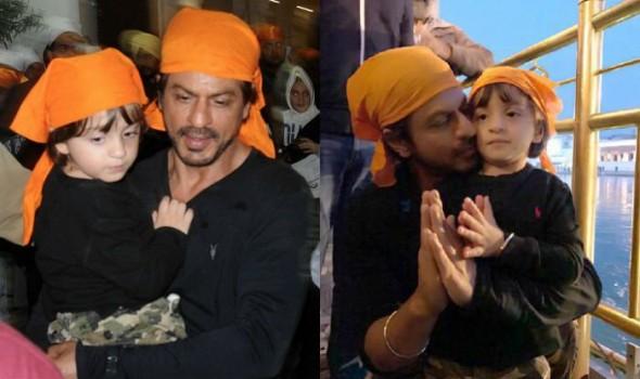 Bollywood superstar Shah Rukh Khan on Tuesday visited the Golden Temple here with his younger son AbRam and 